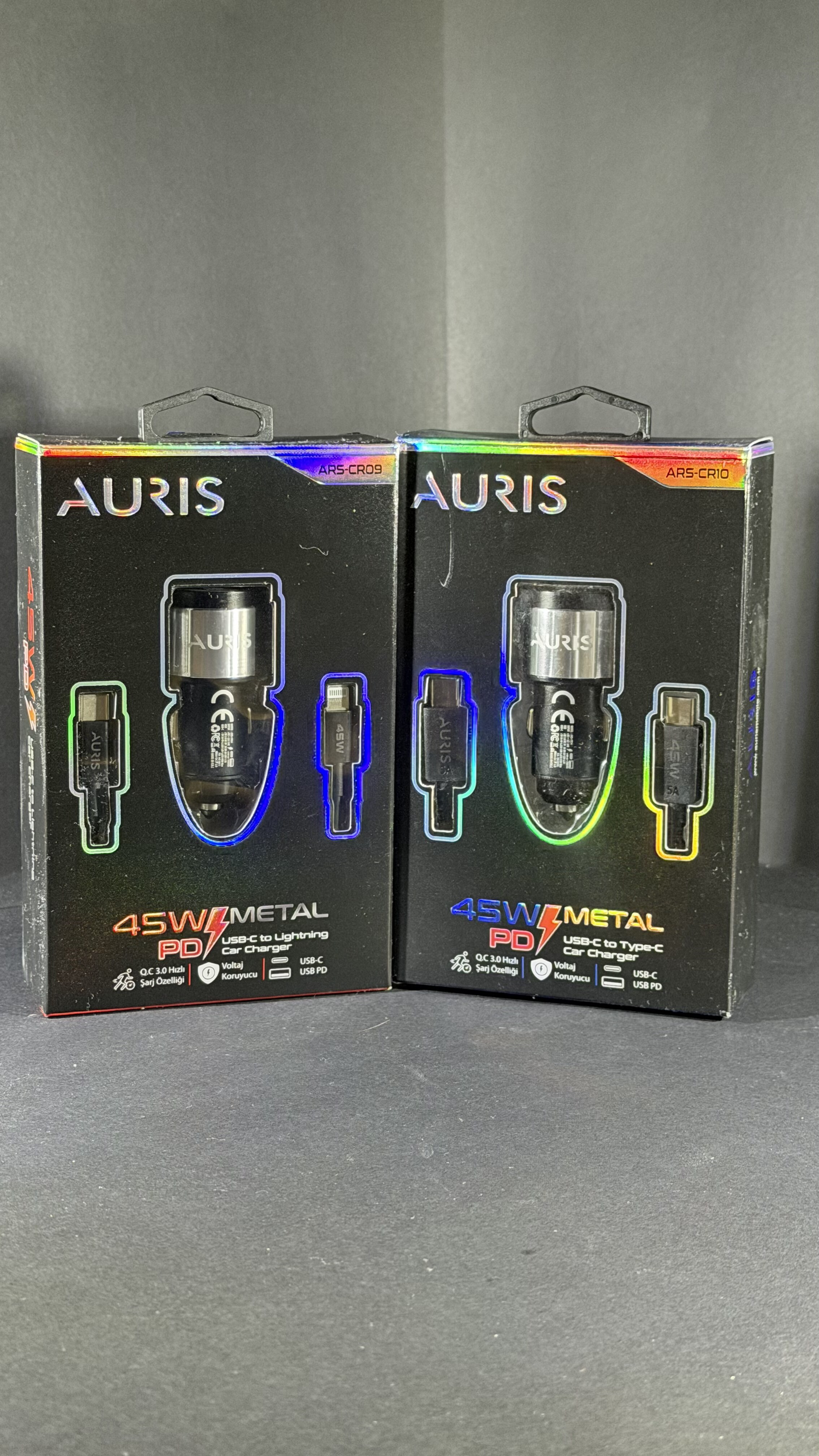 AURİS ARS-CR09/ARS-CR10 45W TYPE-C TYPE-C LİGHTNİNG ARAÇ ŞARJ ALETİ
